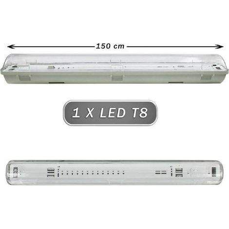 TrAdE Shop Traesio - Plafoniera Stagna 1 Neon Led Tubo T8 G13 Da 150cm Parete Soffitto Ip65 T8-150ss - (1/4)
