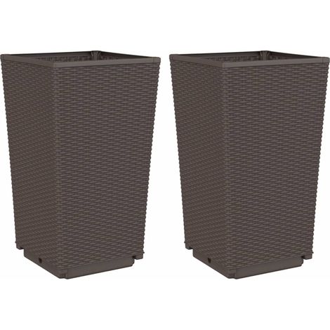 Vaso per fioriera aiuola rialzata piante fiori giardino terrazze set da 2 32,5 x 32,5 x 57 cm marrone polipropilene 020038936