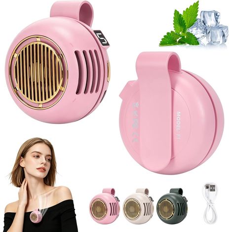 2 ventilateurs à pince portables sans pales, silencieux et rotatifs à 360°, 5 vitesses, pour vêtements, taille et voyages. (1/5)