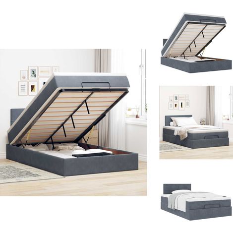 Cadre de lit ottoman et matelas gris foncé 120x200 cm velours - Cadre De Lit Ottoman - Cadres De Lit Ottoman - Cadre De Lit - Cadre De Lit Avec Rangement (1/5)
