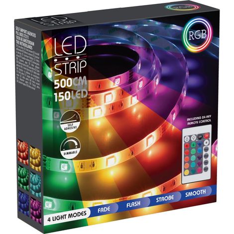 Bande LED RGB de 500 cm pour décorer meubles, téléviseurs, étagères et espaces intérieurs.-AquaForge (1/4)