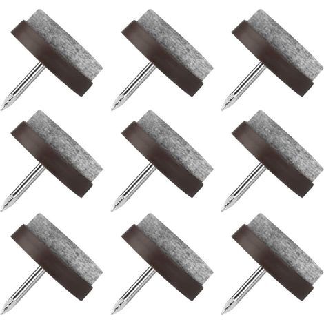 Patin Chaise a Clouer, 20 Pcs Clous Patins de Meuble, Patins Glisseurs Rond 24mm Tampon Chaise, Patins Meubles en Feutre Tampons pour Protection Pieds de Table Chaise Meubles(brun) (1/5)