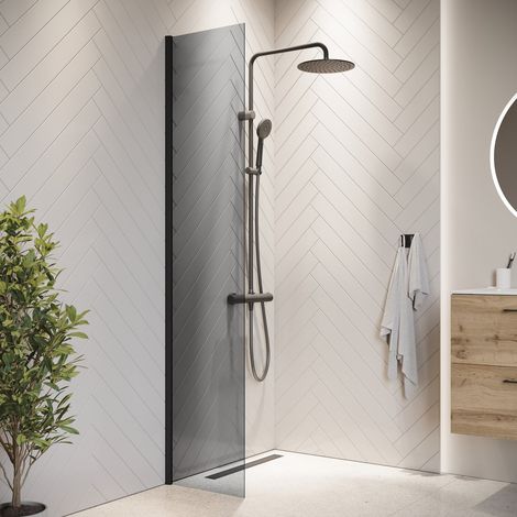 Duschwand Rizani 40 x 200cm Glas Duschabtrennung Schwarz - Walk- (1/5)