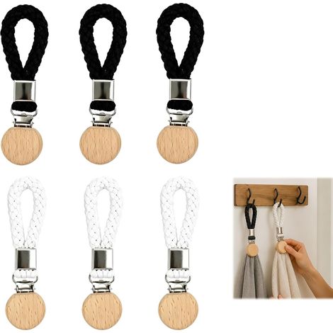 Clips Porte-serviettes Lot de 6 – Crochets Multi-usages pour Salle de Bain, Cuisine, Placard – Attaches Serviettes en Coton et Fer, Antirouille, Facile à Installer, Idéal pour Serviettes, Gants, Chaus (1/5)