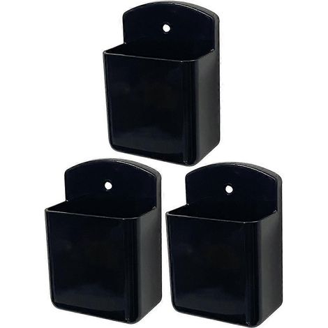 Lot de 3 supports muraux pour télécommandes, sans perçage, organisateurs muraux adhésifs pour télécommandes-10.00X6.50X3.00CM-Black (1/3)