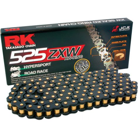 Catena di trasmissione aperta RK SW525ZXW/114 con perno nero/perni dorati