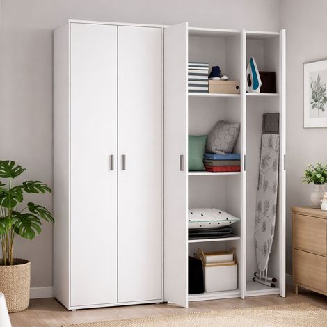 Armario Multiusos Grande Rosarno, Modular, 7 Estantes, 5 Puertas, 177x190h cm Blanco (1/5)