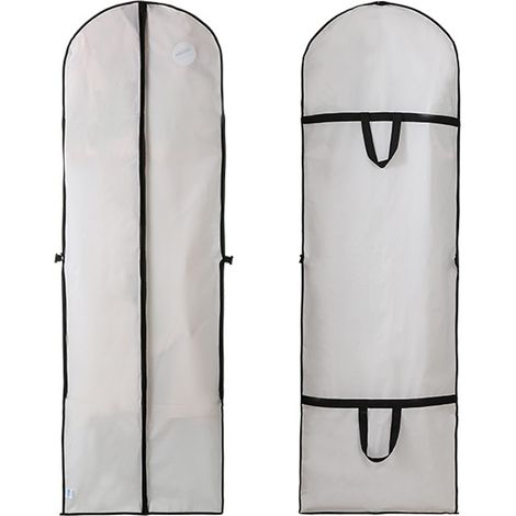 [Protezione per abito da sposa] 4 custodie impermeabili e antistatiche in PEVA, dimensioni 180x60 cm, con apertura e chiusura a zip, portatili e leggere per una conservazione ottimale. (1/5)