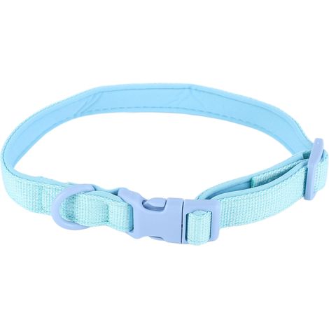 Weiches und atmungsaktives Hundehalsband aus Polyester, verstellbar, einfarbig, mit Schnalle, ideal für draußen. Blau, Größe M, 2 cm breit, verstellbar von 31 bis 50 cm. (1/5)