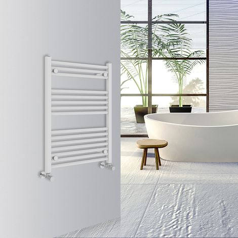 Warmehaus Straight Bathroom Heated Towel Rail Warmer Radiator Central Heating 800x600mm White