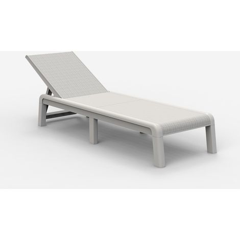 Keter – Transat pliable blanc – Design moderne effet jute – 4 positions de dossier – Résistant aux UV – Largeur 187,5 cm – Facile à nettoyer (1/2)