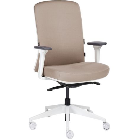 Office Chair Taupe Fabric Adjustable Backrest Sliding Seat Adjustable Armrests Lumbar Support KAMILON (1/5)
