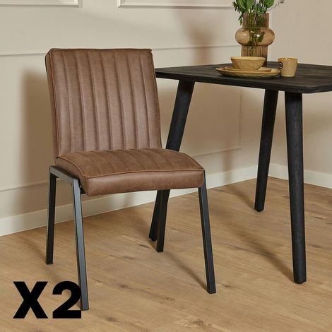 Chaise marron rembourrée à bandes (lot de 2) CORTINA (1/5)