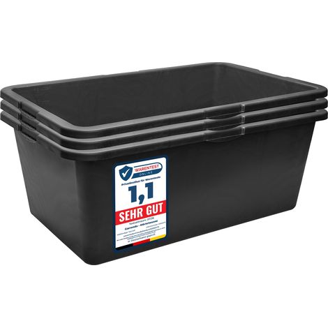 Garronda Mörtelwanne 3 Pack 80 L Rechteckig Mörtelkübel Kunststoffwanne – stabile Maurerkübel aus recyceltem PE Mörtelkasten für Beton, Garten oder Werkstatt GD-0169