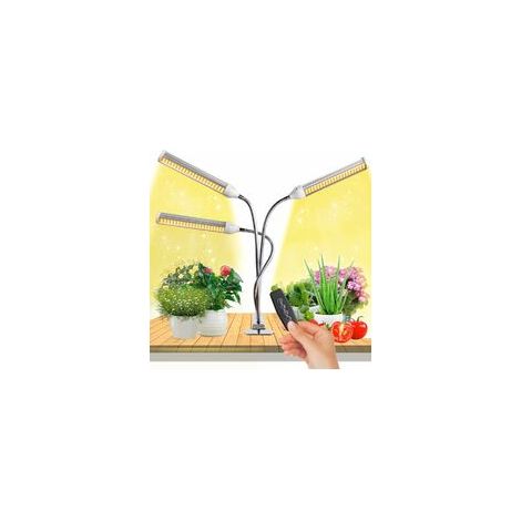 Lampe de culture LED d'intérieur, 315 ampoules LED, allumage/extinction automatique, spectre complet, 3 têtes, idéale pour les semis, les plantes grasses et les orchidées.-AquaForge (1/5)