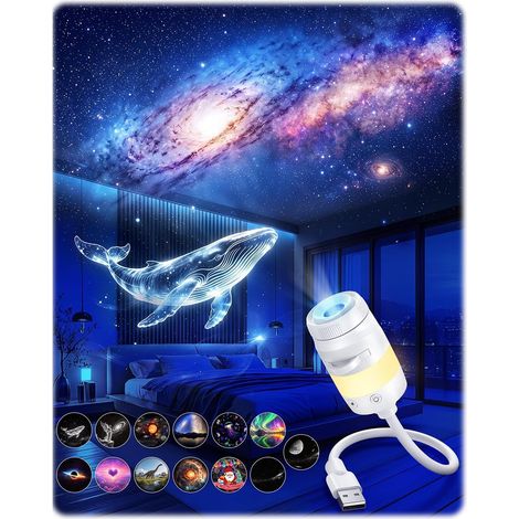 Proyector USB 2 en 1 con luz nocturna LED de cielo estrellado y galaxia (1/5)