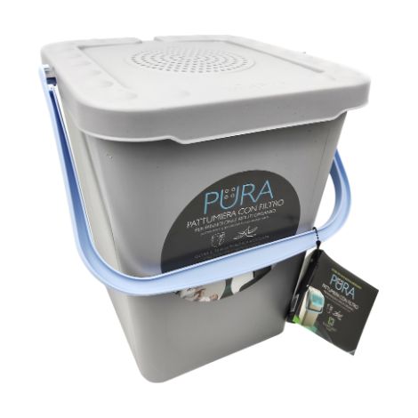 INCA Pattumiera Pura Con Filtro ai Carboni Attivi per Pannolini e Rifiuti Organici Con Coperchio Neutralizza I Cattivi Odori  Azzurro - 10 Litri (1/4)