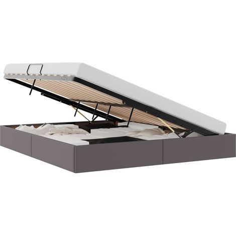 Storage Bed with Headboard Grey 160 x 200 cm Faux leather vidaXL (1/5)