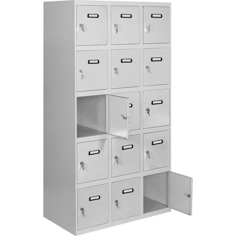 SimonRack Armadietto Spogliatoio Metallico 15 Ante, 3 Moduli, 1800x1200x500 mm, Serratura con Chiave e Areatori, Grigio armadietto - Simonlocker