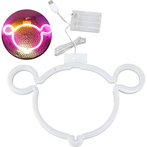 veilleuse-Panneau lumineux LED Neon avec alimentation USB ou batterie PVC et ABS – lumière murale pour chambre enfant ou mariage (1 pièce) (1/5)