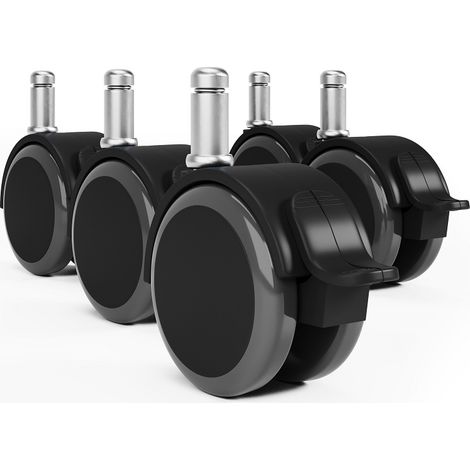 Gummi Möbelrolle Ø50mm Lenkrolle Hartbodenrolle Wechselrolle geräuscharm Mit Bremse 5er Pack