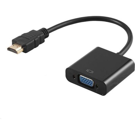 Adaptateur HDMI vers VGA avec audio 3,5 mm et port micro USB Convertisseur plaqué or HDTV actif 1080p, comprend un câble audio et un câble micro USB (1/5)