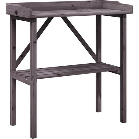 Table à plantes avec étagères, grise, 78x38x82,5 cm, bois de cèdre. (1/5)