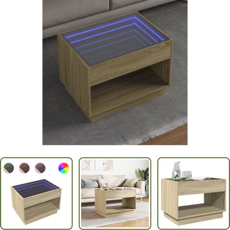 Couchtisch Sonoma-Eiche - Couchtisch mit Infinity-LED Sonoma-Eiche 70x50x50 cm (1/5)