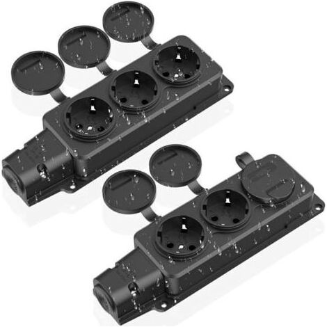 Multiprise 3 Prises, Prise Extérieure étanche IP54, Prises de Contact de Protection avec Couvercle Rabattable, Multiprise pour Extérieur, 230 V/16 A Max. 3500 W, Prise Extérieure pour Jardin, Cuisine (1/5)