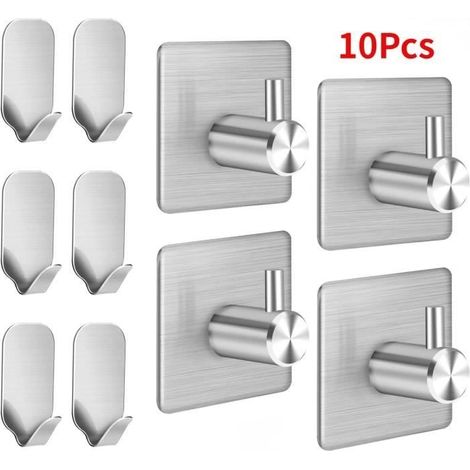 (wie abgebildet) Klebehaken – Material nicht spezifiziert – Edelstahl 304 – wasserdicht – selbstklebend – 10er-Set (1/4)