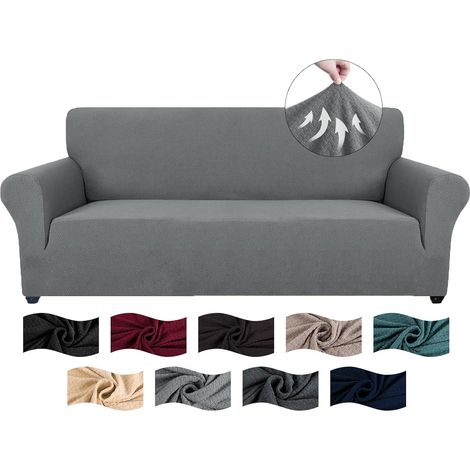 3-Seater Sofa Cover with Armrests, Jacquard Stretch Sofa Cover, Universal Non-Slip Sofa Cover, Sofa Cover for Dogs and Cats, Washable, Light Grey (1/5)