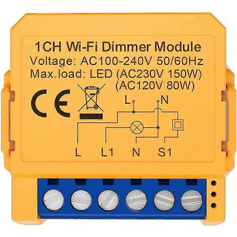 Module variateur intelligent WiFi Tuya 1 canal pour éclairage LED, variation progressive et commande vocale (1/5)