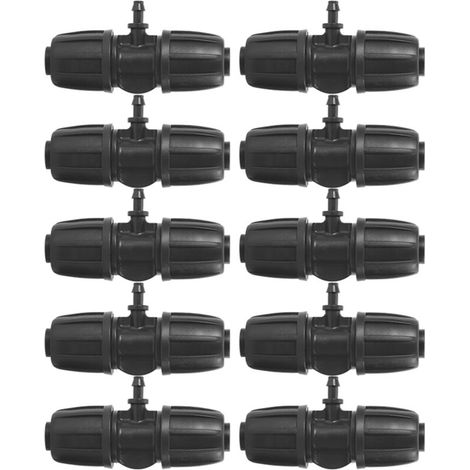 10pcs 16 mm à 4/7 Connecteur de tee barbelé de serrure de jardin pour l'irrigation du tuyau PE-Crezuo