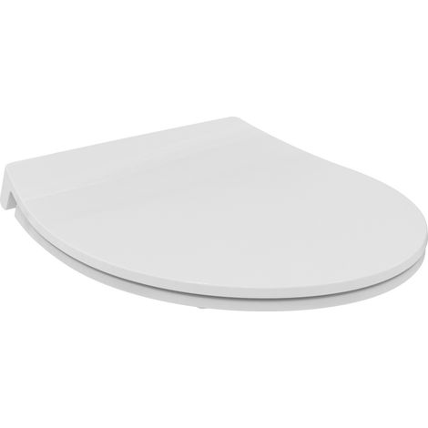 Ideal Standard Sedile WC universale con meccanismo di chiusura ammortizzata, sedile WC ovale rimovibile per una facile pulizia, in polipropilene riciclato – Bianco (365x425x50 mm) (1/4)