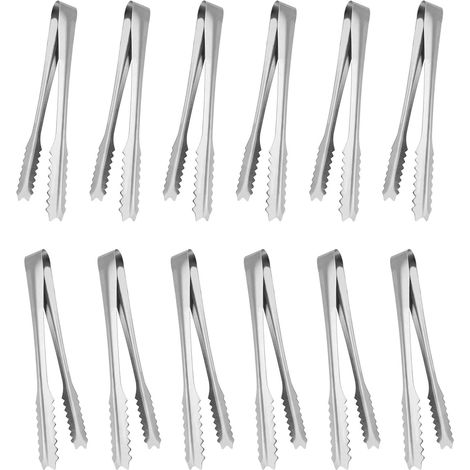 12-teiliges Küchenzangen-Set aus Edelstahl, bestehend aus Eiswürfelzange, Salatzange, Bonbonzange, Backzange und Grillzange, zum Grillen und Kochen. (1/5)