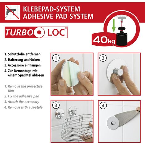 WENKO Dispenser di sapone liquido da parete e portabicchieri per il bagno, soluzione senza foratura, innovazione "Power Loc Plus" (1/4)
