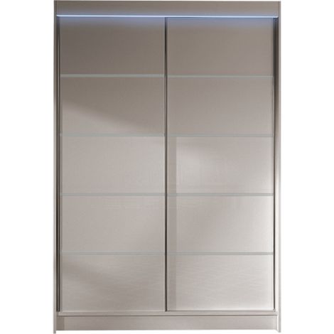 Armario Closico Salvor IV, Cachemira, 200x120x58cm, Puertas de armario: Correderas, Número de estantes: 5, LED