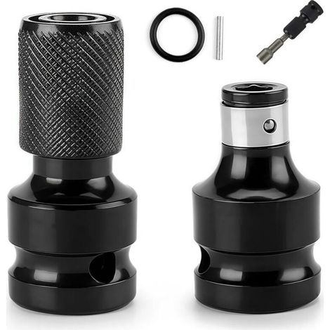Lot de 2 Adaptateurs de Douille, 1/2 à 1/4" Adaptateur à Clique Adaptateur Douille Embout Cle a Choc pour Clé à Cliquet à Impact et Douill e de Porte-Embout de Tournevis (Noir)