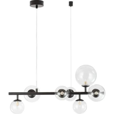 [NEUWERTIG] B-Ware Nova Luce Pendelleuchte Hängeleuchte Odillia Schwarz G9 Led 7 Fach Dimmbar Glas