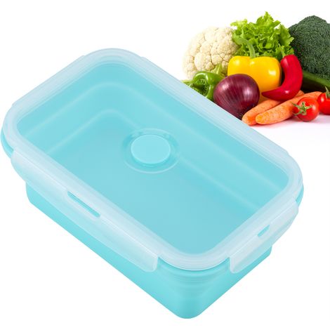 Boîte à lunch pliable en silicone portable, compatible micro-ondes, verte, 800 ml (1/5)