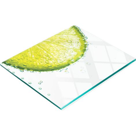 Tagliere da cucina decorativo in vetro con grafica effetto acqua di lime, 60x52 cm (1/5)