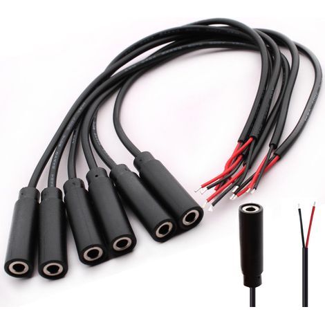 6pcs connecteur prise femelle 3.5 prise femelle mono TS 2 pôles 1/8" vers câble audio à extrémité ouverte,connecteur jack 3.5 a souder,pour réparation de câble audio(25cm (1/5)