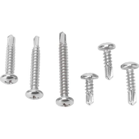 Kit de 200 vis autoperceuses à tête ronde cruciforme en acier inoxydable 304, assortiment de visserie (1/5)