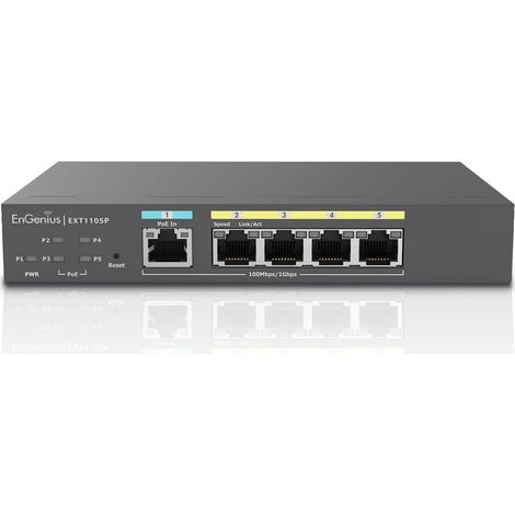 EnGenius EXT1105P switch Gestionado L2 Gigabit Ethernet (10/100/1000) Energía sobre Ethernet (PoE) Negro (1/4)