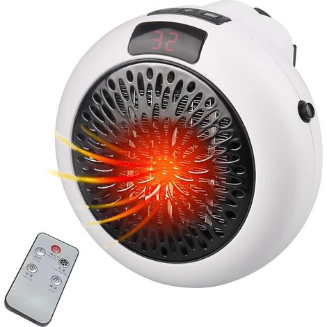 Mini Radiateur Soufflant, Chauffage électrique Avec Température et Minuterie Réglables et Indicateur LED, Chauffage Avec télécommande (1/5)