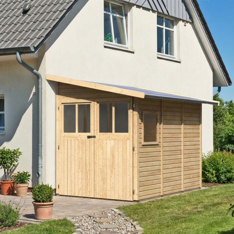 Abri Jardin Adossé Bois 4,85m² Juist 3 19mm Double Porte Fenêtre (1/5)