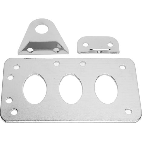 Support moto universel kit support feu stop, plaque d\'immatriculation latérale, montage side, compatible Fatboy Iron 883, argent, robuste acier, fixation arrière (1/5)