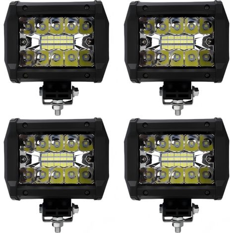 Ortviai – 4er-Set LED-Arbeitsscheinwerfer 10 W – Flutstrahl 60°, neigbarer Halter – 12 V, Traktor, Lkw und Baumaschine (1/5)