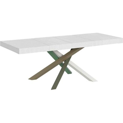 Tavolo allungabile 120/380x90 cm Volantis Premium bianco frassino gambe multicolore 4/A