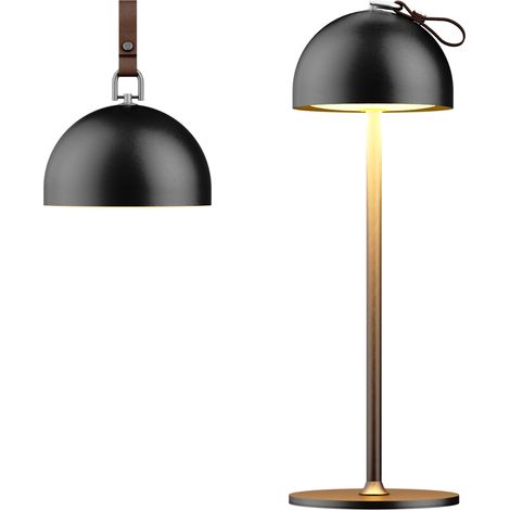 DILUMEN Akku Tischlampe Aufladbar Dimmbare,LED Tischleuchte Kabellose,Warmweiß 3000K Tragbare Outdoor Tischlampe,Für Innen und Aussen mit USB-C,Metallmaterial,IP44 Wasserdichte (Schwarz 1pcs) (1/5)